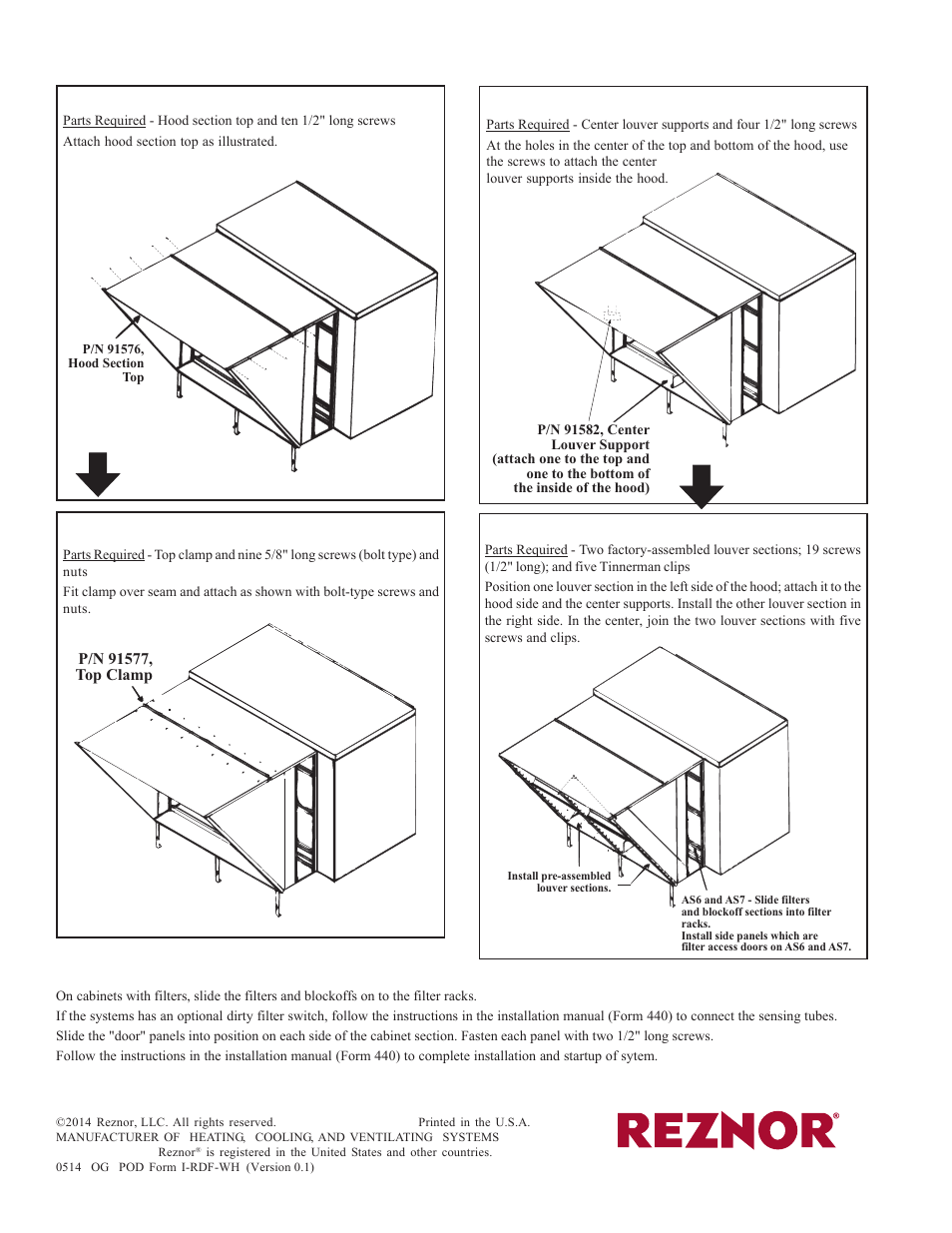Assembly and installation instructions (cont'd) | Reznor RDF Option - Installation - Weather Hood Assembly User Manual | Page 4 / 4