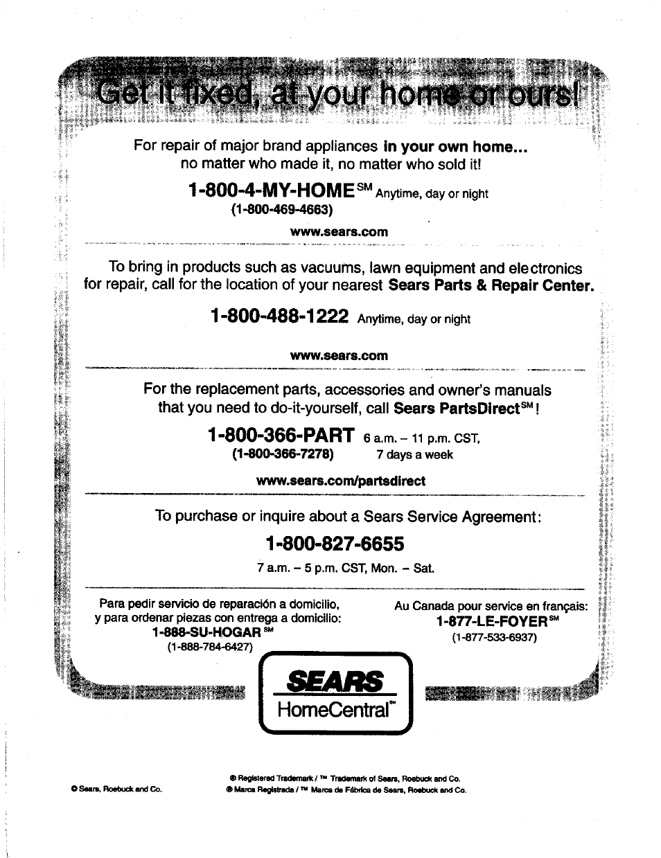 800-4-my-home | Craftsman 973.111470 User Manual | Page 16 / 16