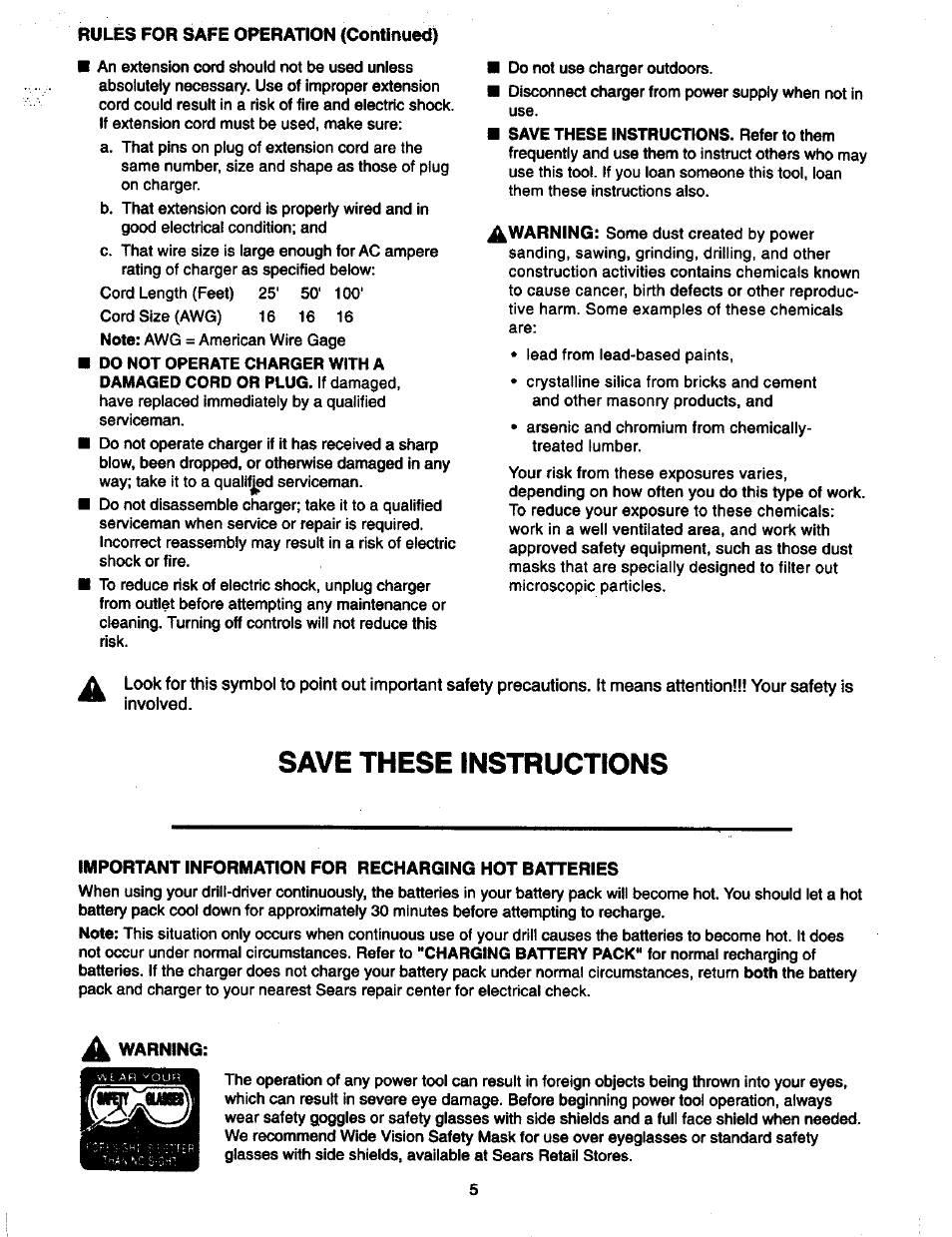 Save these instructions | Craftsman 973.111470 User Manual | Page 5 / 16