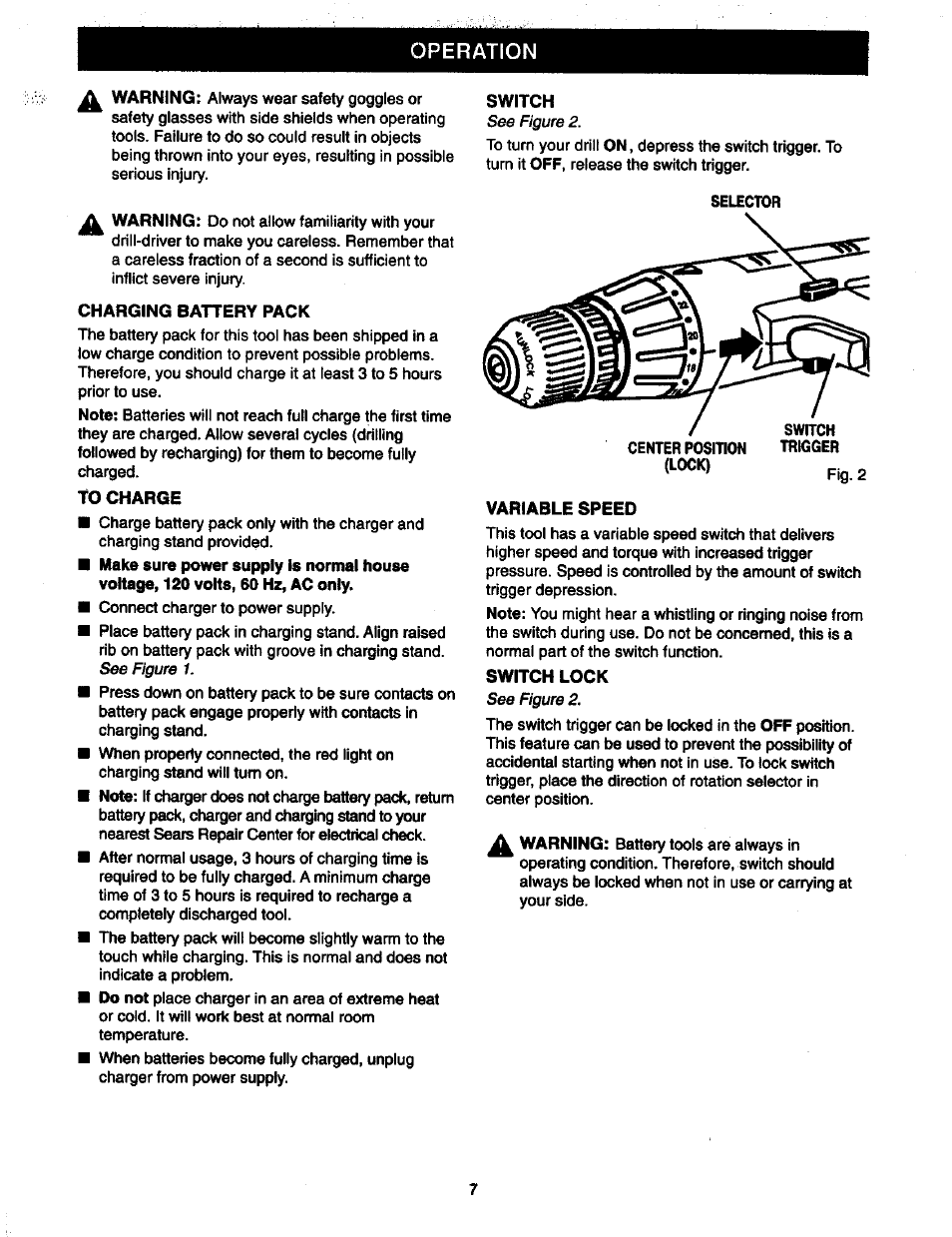 See figure 1, See figure 2, Operation | Craftsman 973.111470 User Manual | Page 7 / 16