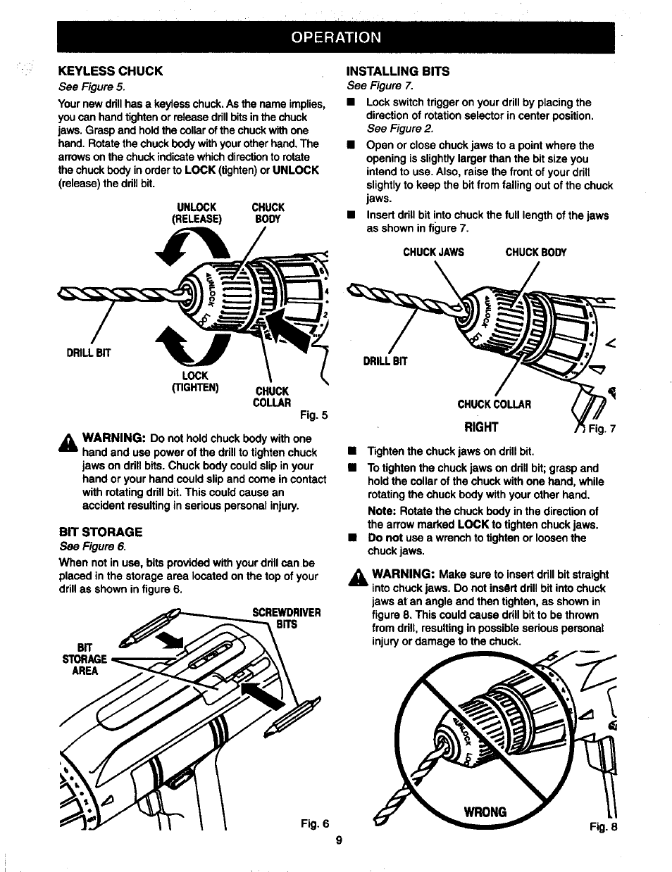 See figure 5, See figure 7, See figure 2 | See figure 6, Operation | Craftsman 973.111470 User Manual | Page 9 / 16
