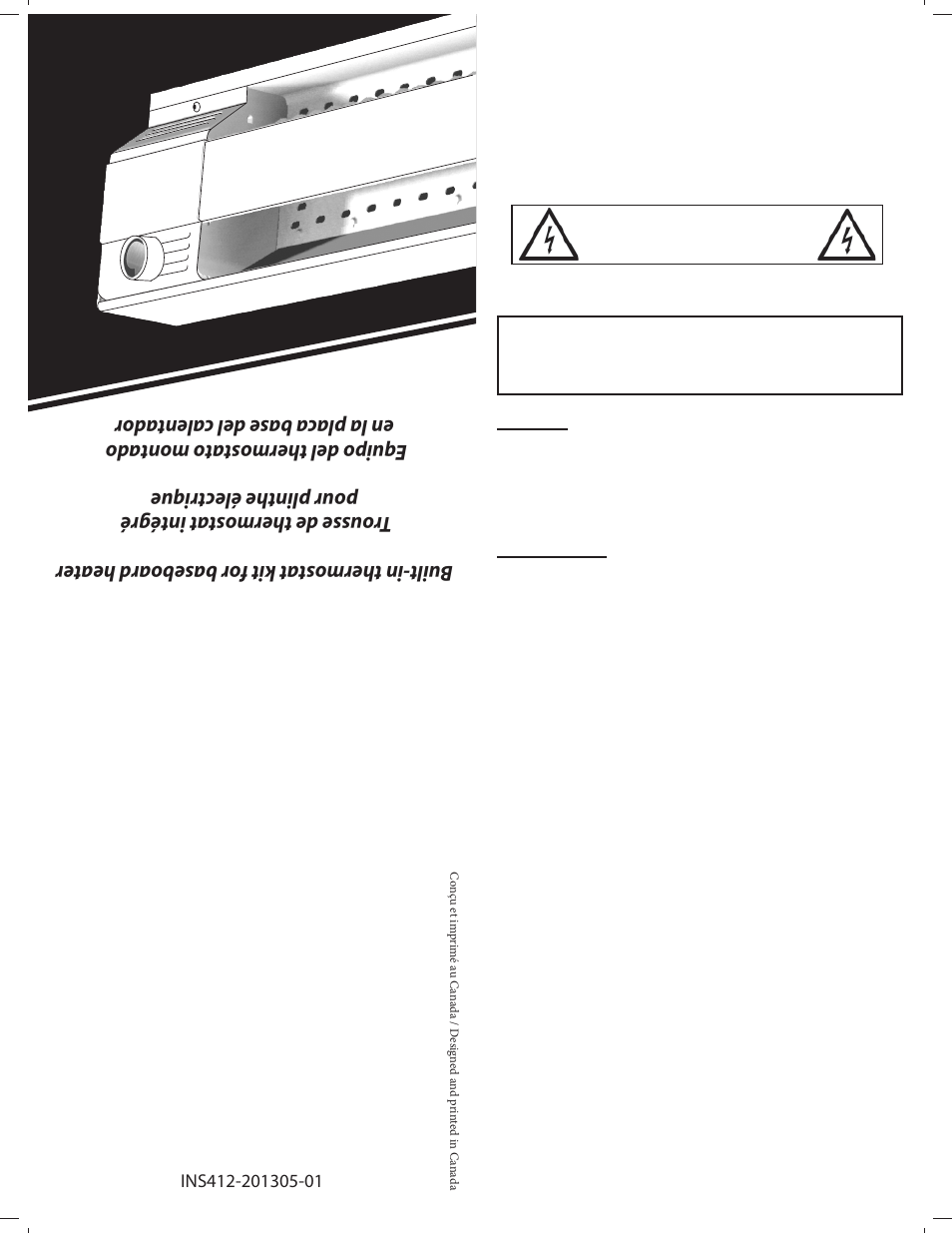 Reznor EBHB Option - Installation - Thermostat Kit User Manual | 2 pages