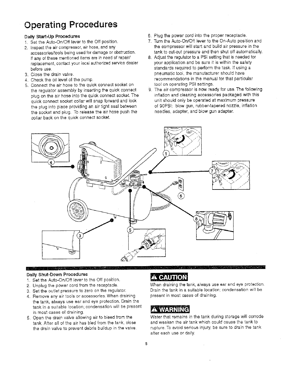 Operating procedures | Craftsman 921.166390 User Manual | Page 7 / 20