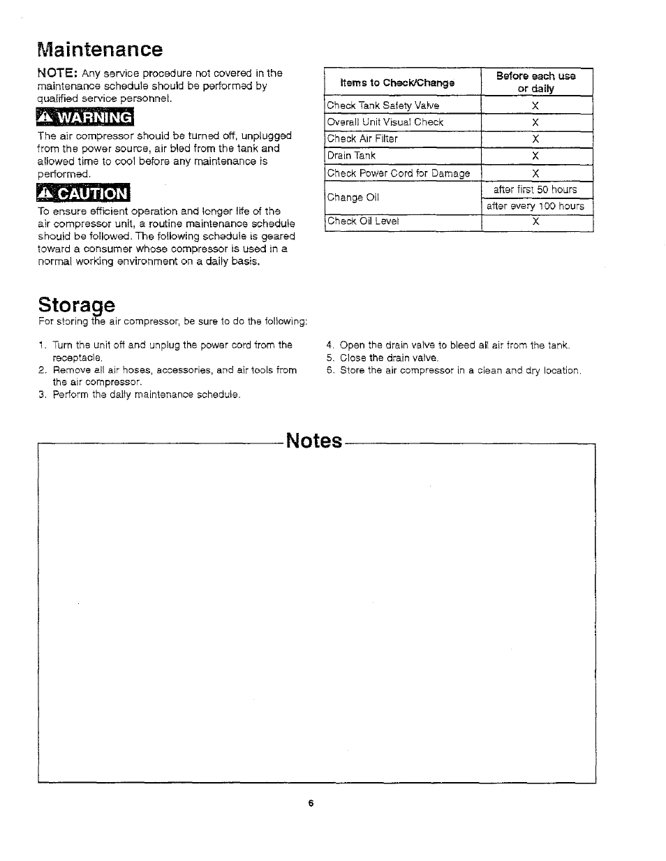 Lalntenance, Storage | Craftsman 921.166390 User Manual | Page 8 / 20