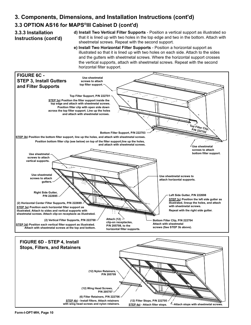 3 option as16 for maps, Iii cabinet d (cont'd), 3 installation instructions (cont'd) | Reznor RBL Option - Installation - Weather Hood Assembly User Manual | Page 10 / 16