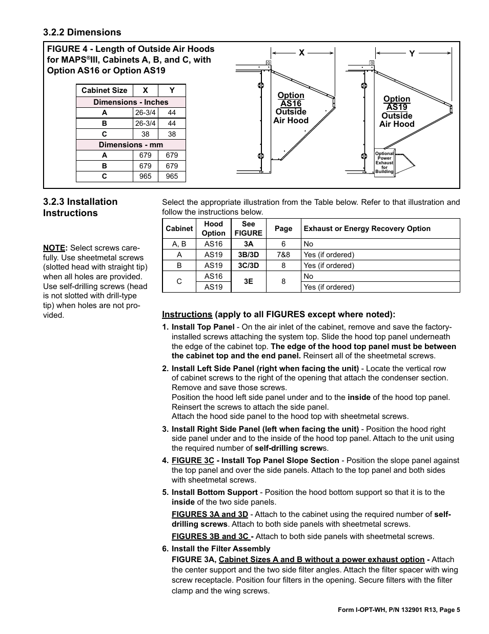 3 installation instructions, 2 dimensions | Reznor RBL Option - Installation - Weather Hood Assembly User Manual | Page 5 / 16