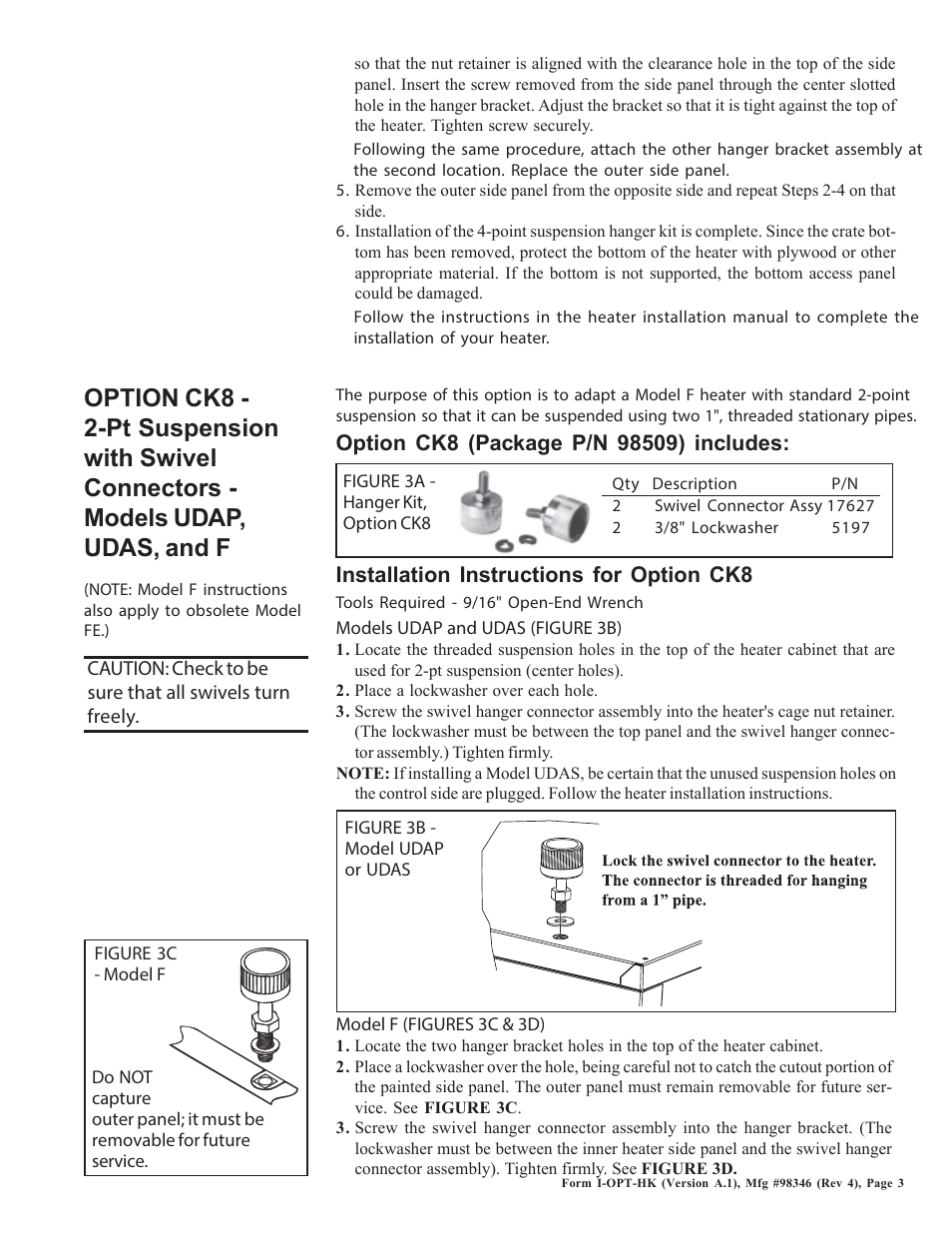 Reznor CK10 Option - Installation - Hanger Kit Installation - Unit Heaters User Manual | Page 3 / 8