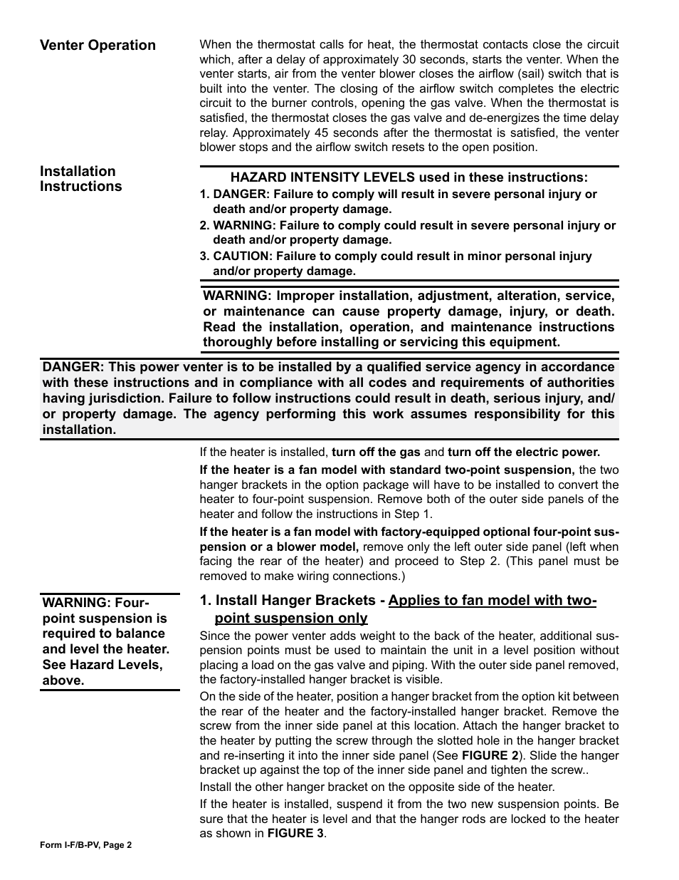 Reznor B Option - Power Venter Installation User Manual | Page 2 / 12
