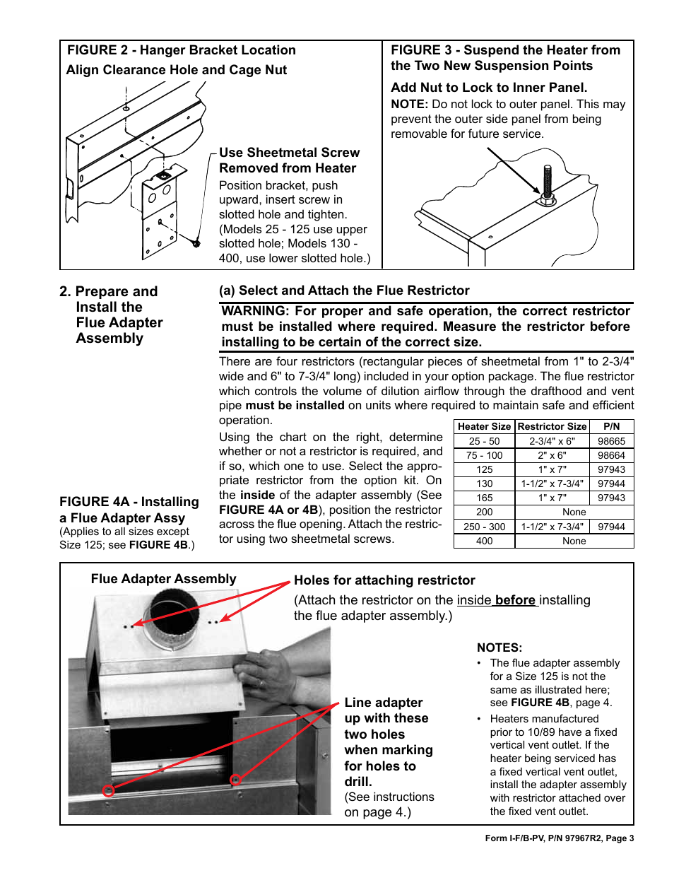 Prepare and install the flue adapter assembly | Reznor B Option - Power Venter Installation User Manual | Page 3 / 12