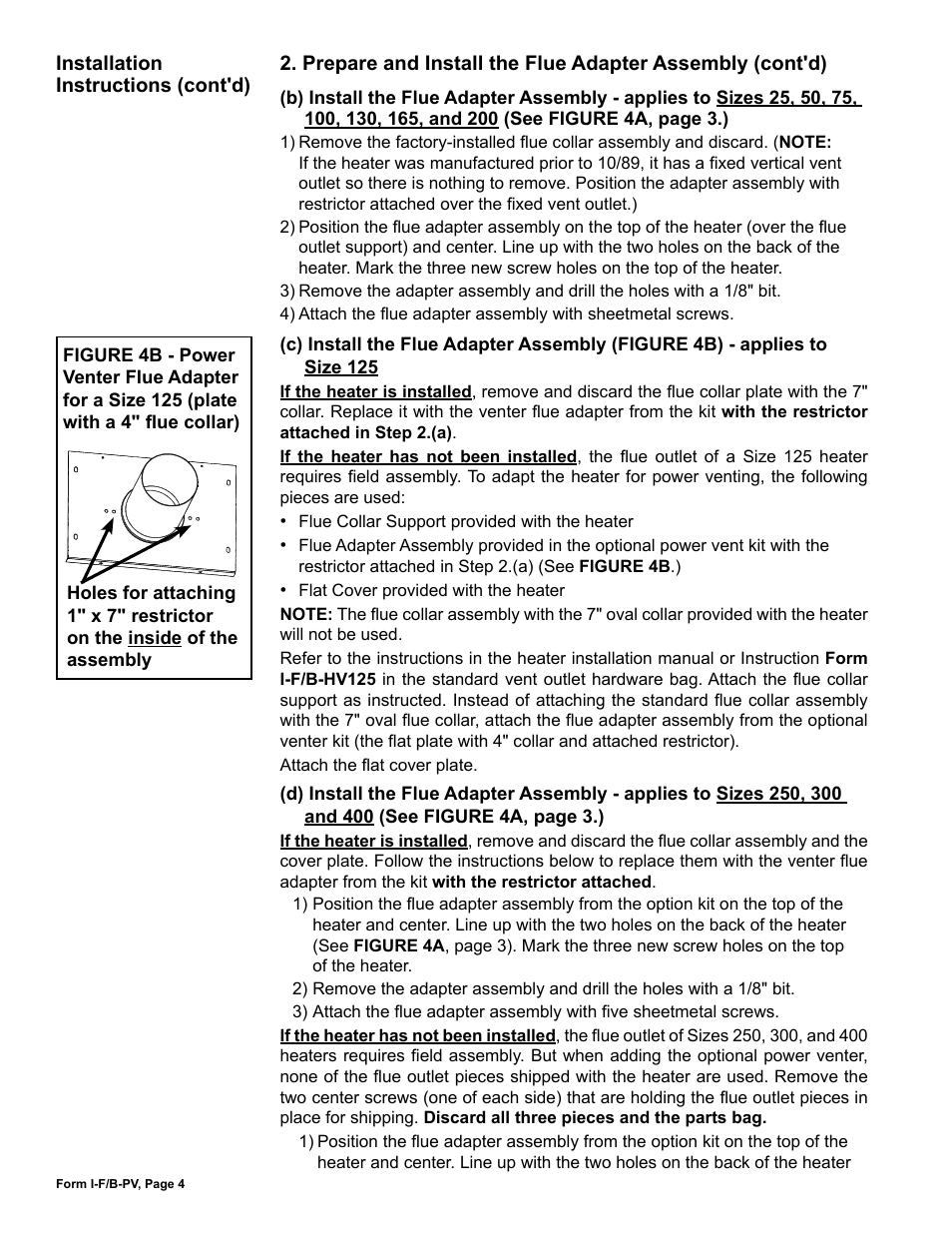 Reznor B Option - Power Venter Installation User Manual | Page 4 / 12