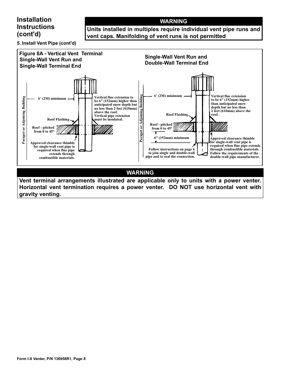 Installation instructions (cont'd) | Reznor X Option - Option - Installation - Power Venter User Manual | Page 8 / 10