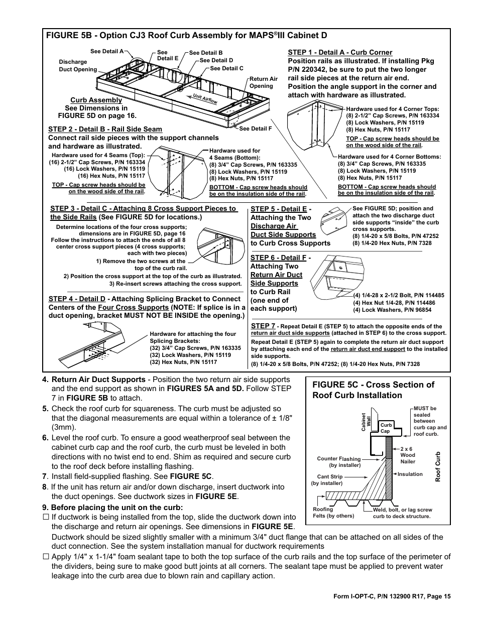 Figure 5b - option cj3 roof curb assembly for maps, Iii cabinet d | Reznor ADFH Option - Installation - Roof Curbs Assembly User Manual | Page 15 / 40