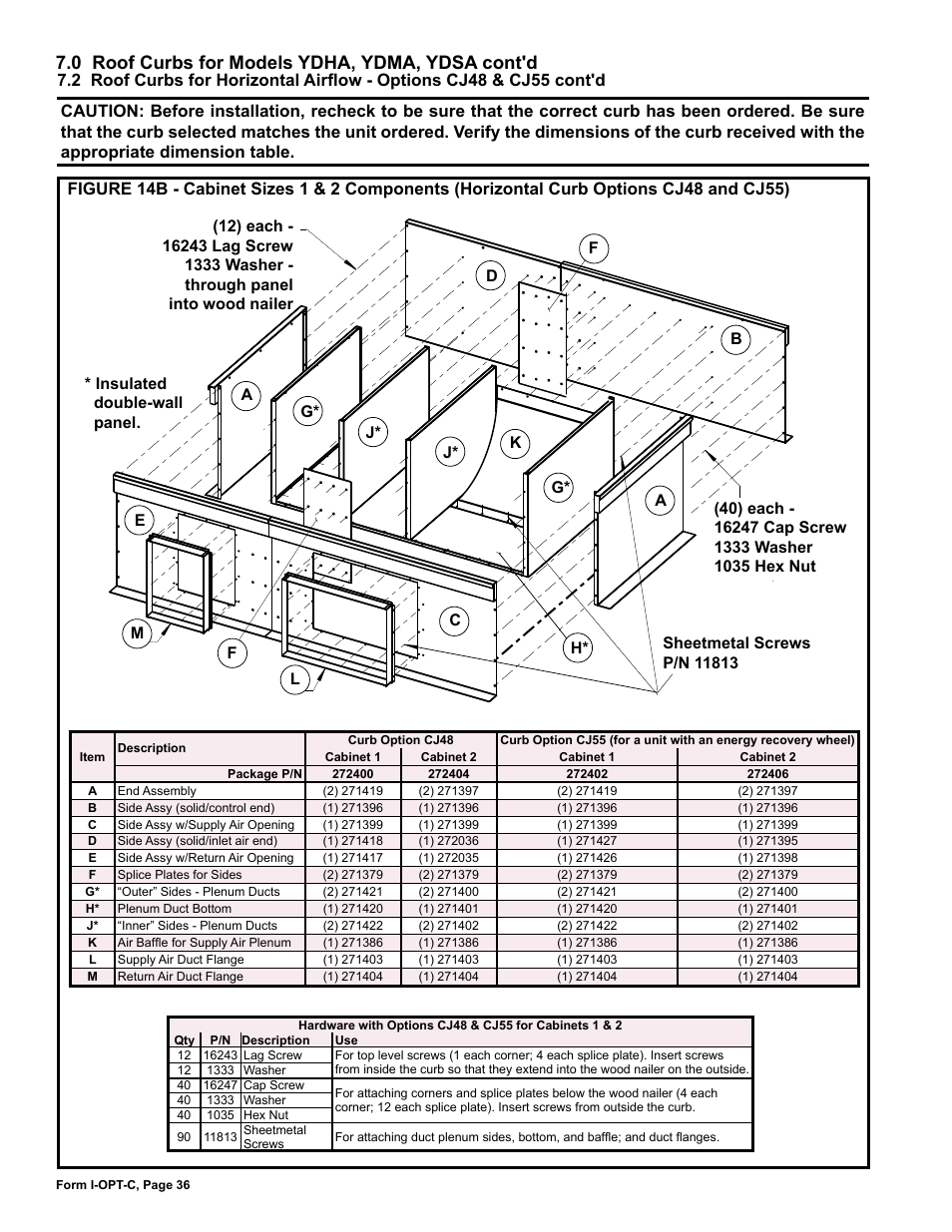 0 roof curbs for models ydha, ydma, ydsa cont'd | Reznor ADFH Option - Installation - Roof Curbs Assembly User Manual | Page 36 / 40