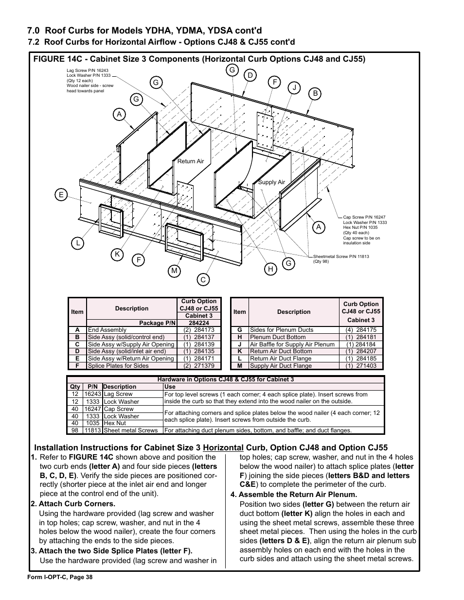 Index, 0 roof curbs for models ydha, ydma, ydsa cont'd | Reznor ADFH Option - Installation - Roof Curbs Assembly User Manual | Page 38 / 40