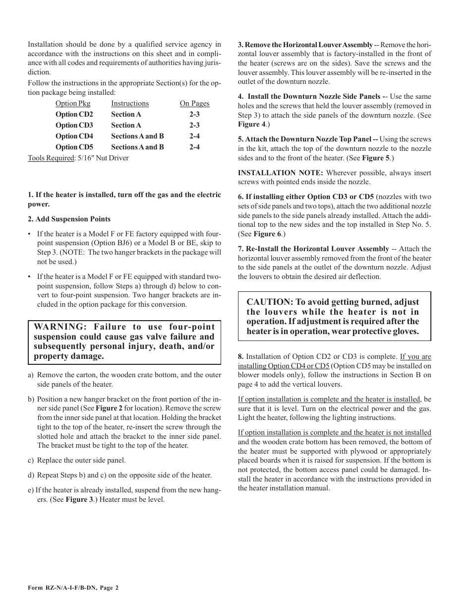 Reznor B Option - Installation - Downturn Nozzle Installation User Manual | Page 2 / 4