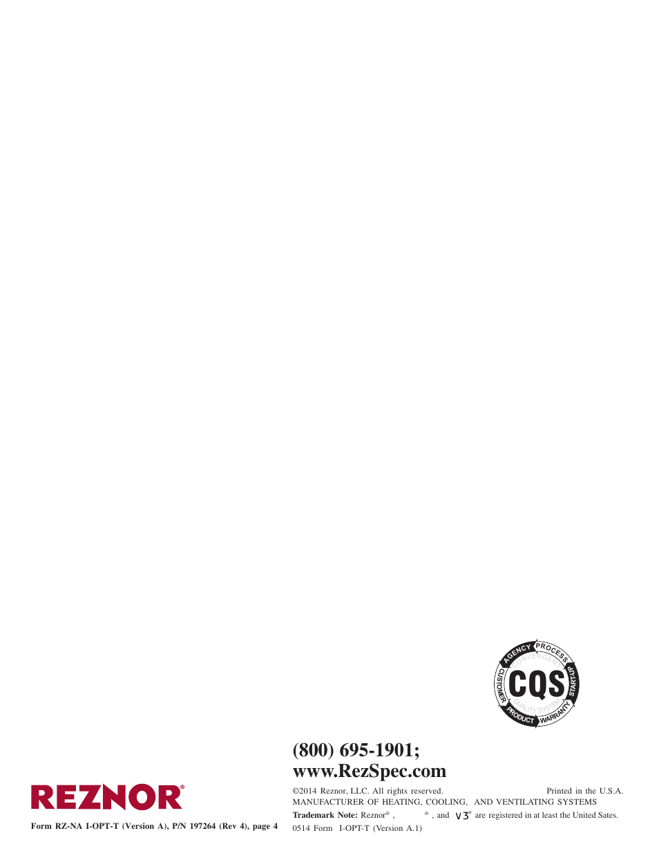 Reznor UDBS Option - Installation - Thermostat Option User Manual | Page 4 / 4