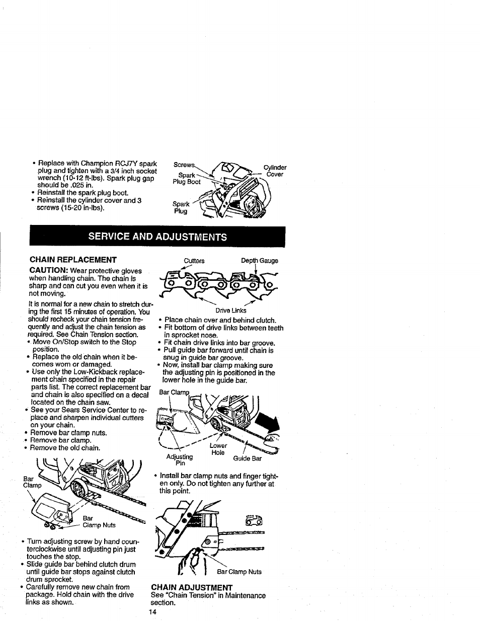 Chain replacement | Craftsman 358.352680 User Manual | Page 14 / 44