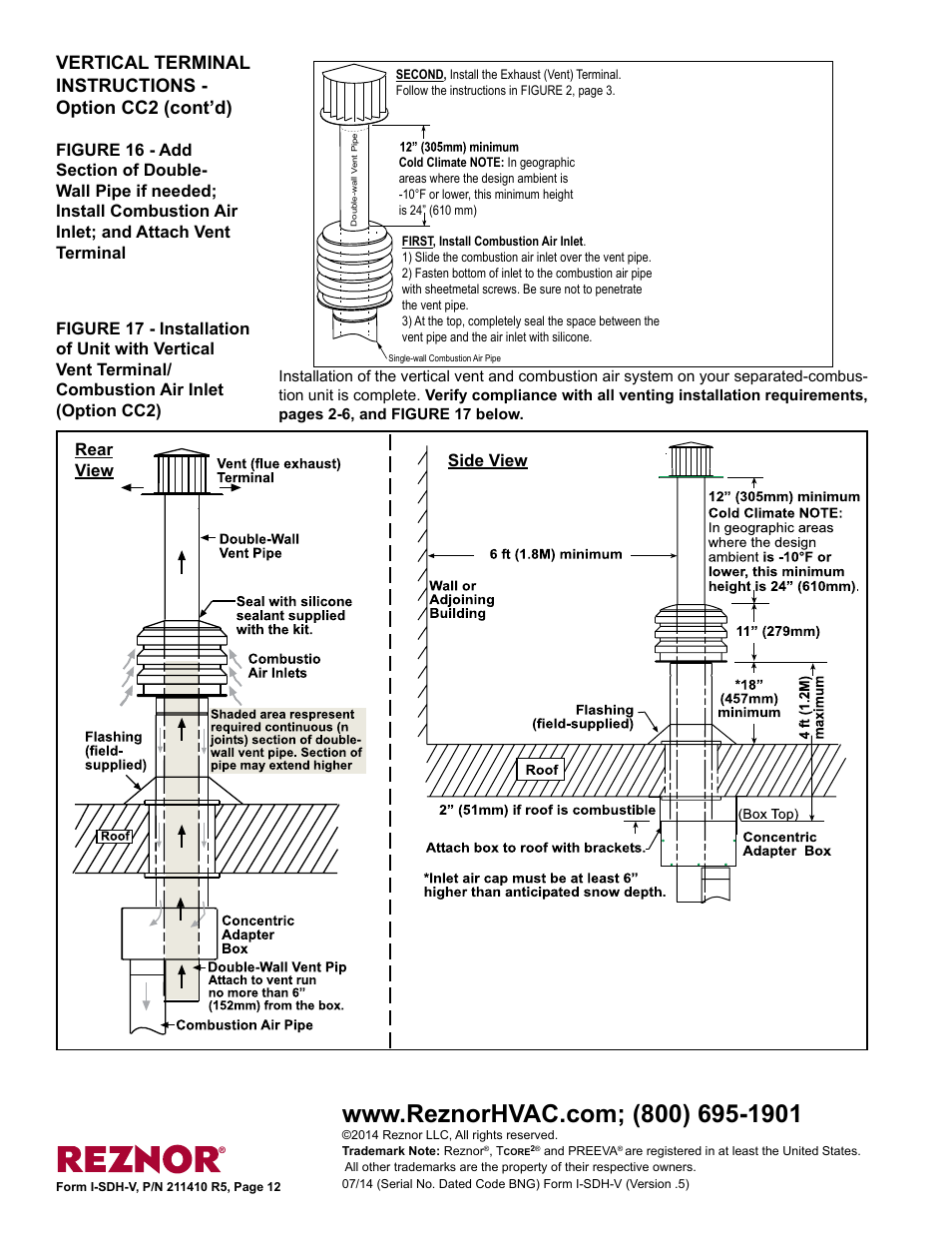 Reznor SDH Option - Installation - Venting Instructions User Manual | Page 12 / 12