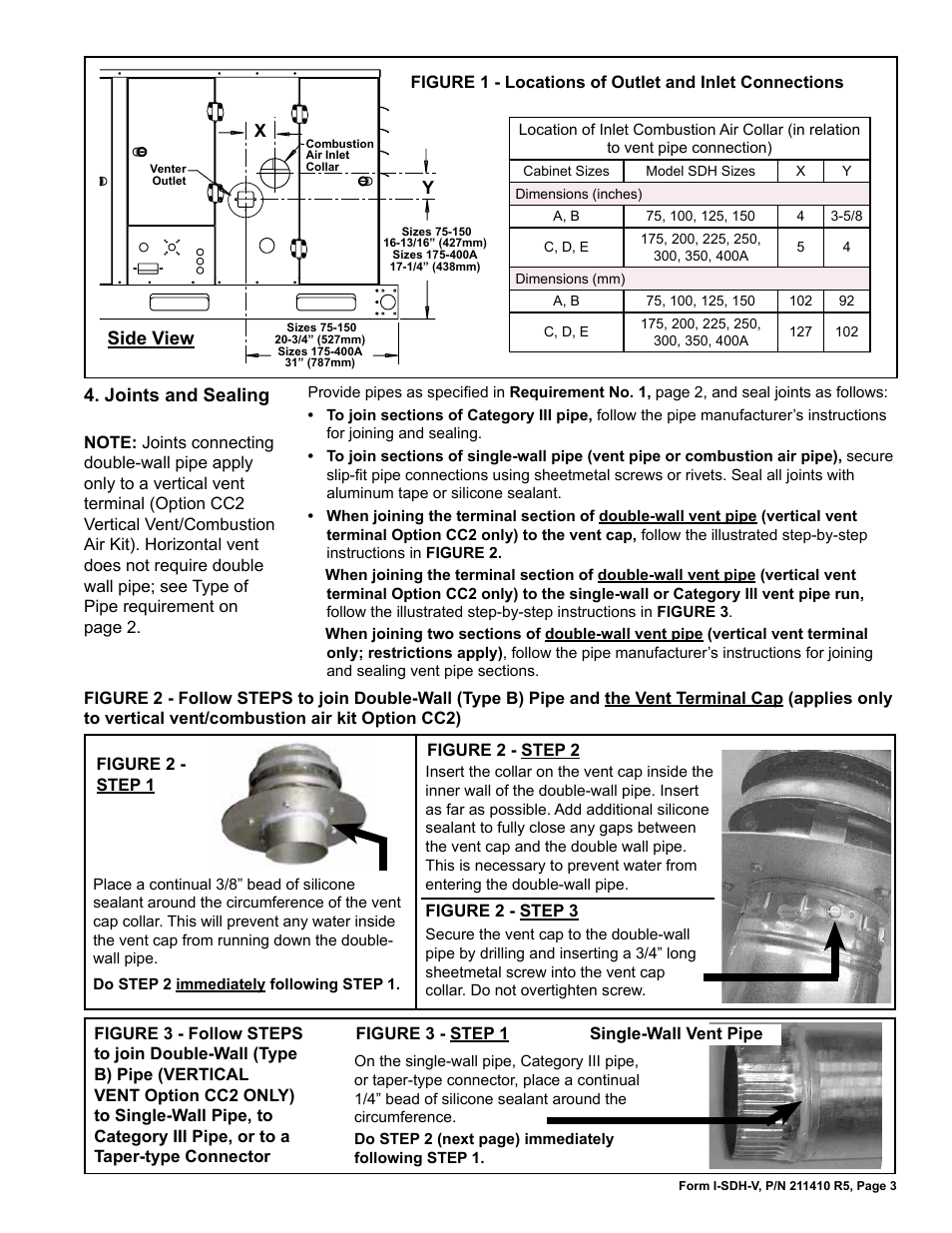 Reznor SDH Option - Installation - Venting Instructions User Manual | Page 3 / 12