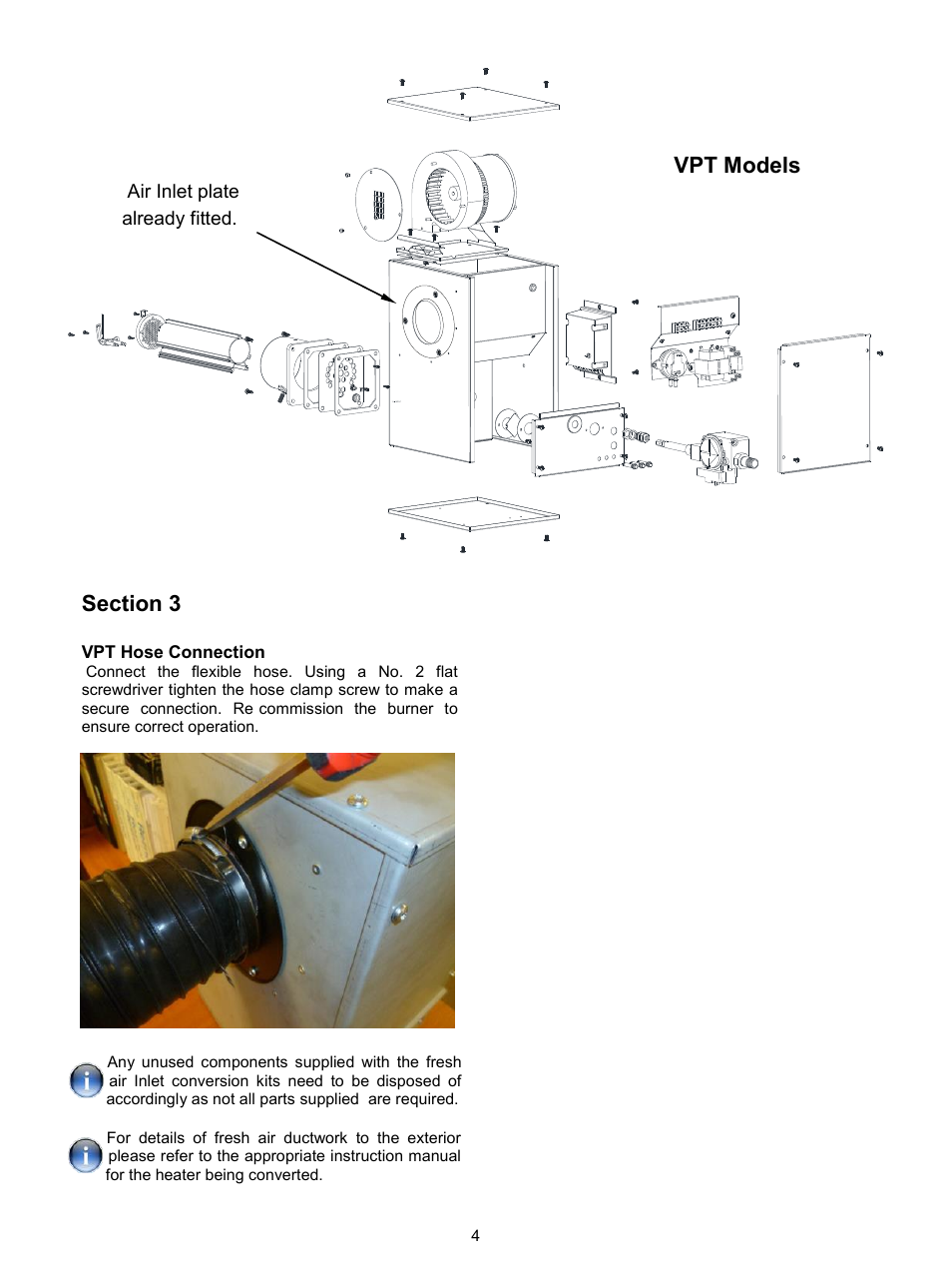 Vpt models | Reznor VP Series Option - Installation - Combustion Air Kits User Manual | Page 4 / 8