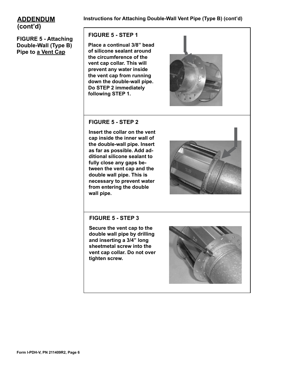 Addendum (cont’d) | Reznor PDH Option - Installation - Venting Instructions User Manual | Page 6 / 8