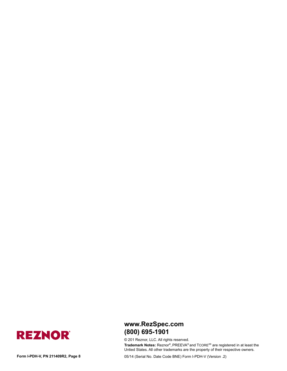 Reznor PDH Option - Installation - Venting Instructions User Manual | Page 8 / 8