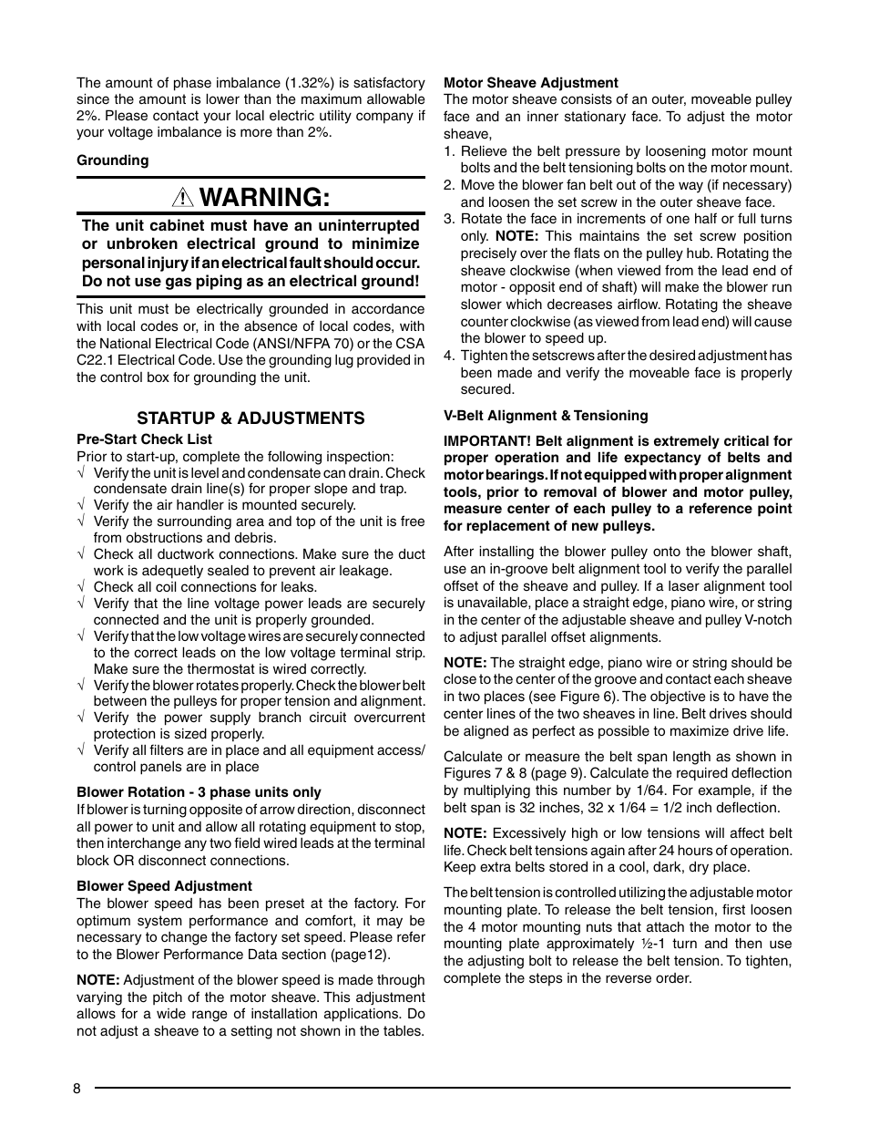 Warning | Reznor B5SM Unit Installation Manual User Manual | Page 8 / 20