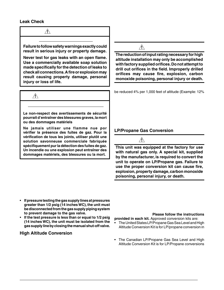 Warning, Avertissement | Reznor PDF2SF Unit Installation Manual User Manual | Page 17 / 40
