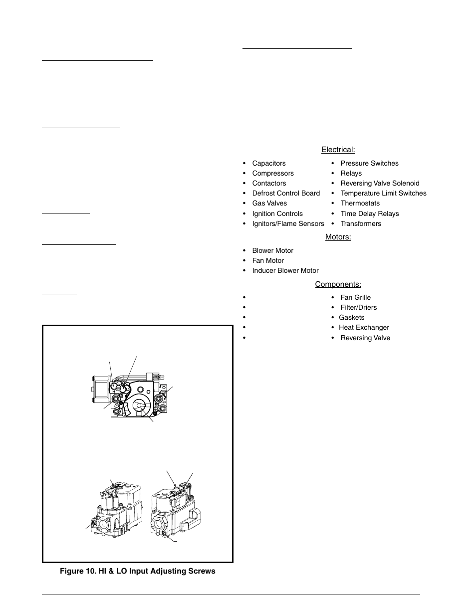Component functions, Replacement parts | Reznor PDF2SF Unit Installation Manual User Manual | Page 25 / 40