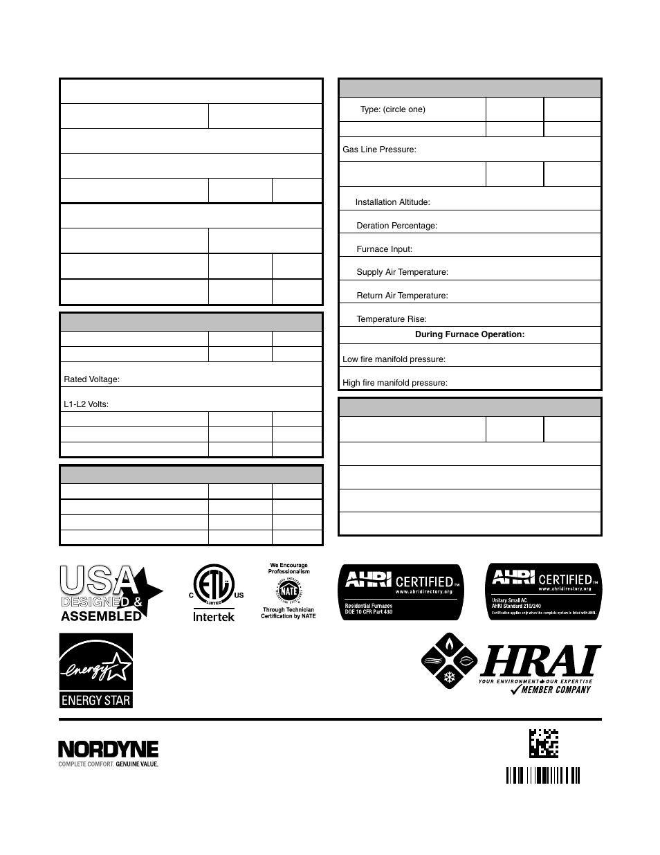Installation / performance check list gas system, Refrigeration system, Electrical system | Venting system | Reznor PDF2SF Unit Installation Manual User Manual | Page 40 / 40