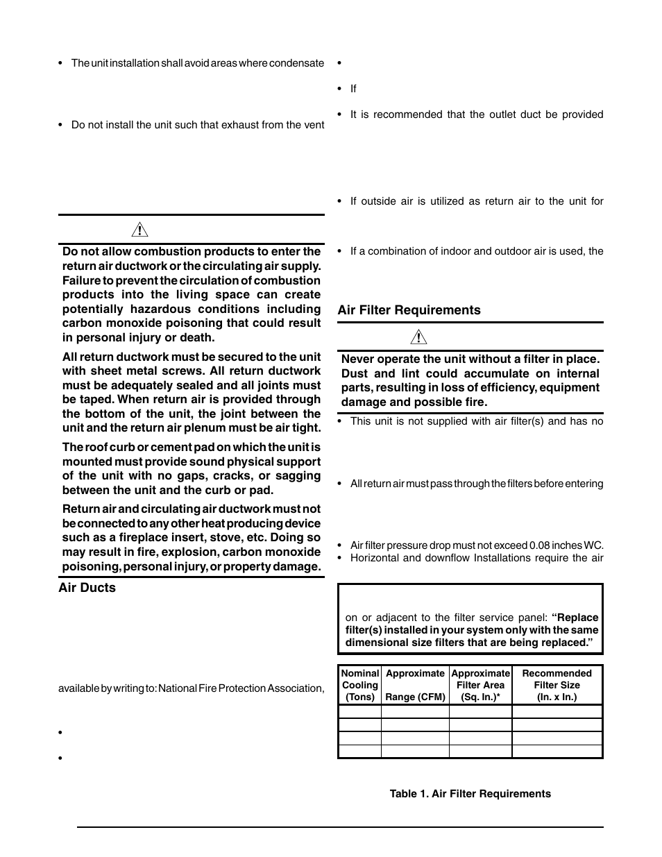 Warning | Reznor PDF2SF Unit Installation Manual User Manual | Page 8 / 40