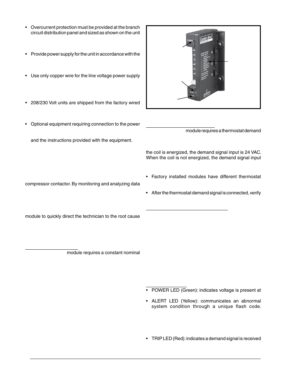 Comfort alert, Diagnostics module (select models only), 24 vac power wiring | Thermostat demand wiring, Interpreting the diagnostic led’s, Led description | Reznor JT4BD Unit Installation Manual User Manual | Page 6 / 28