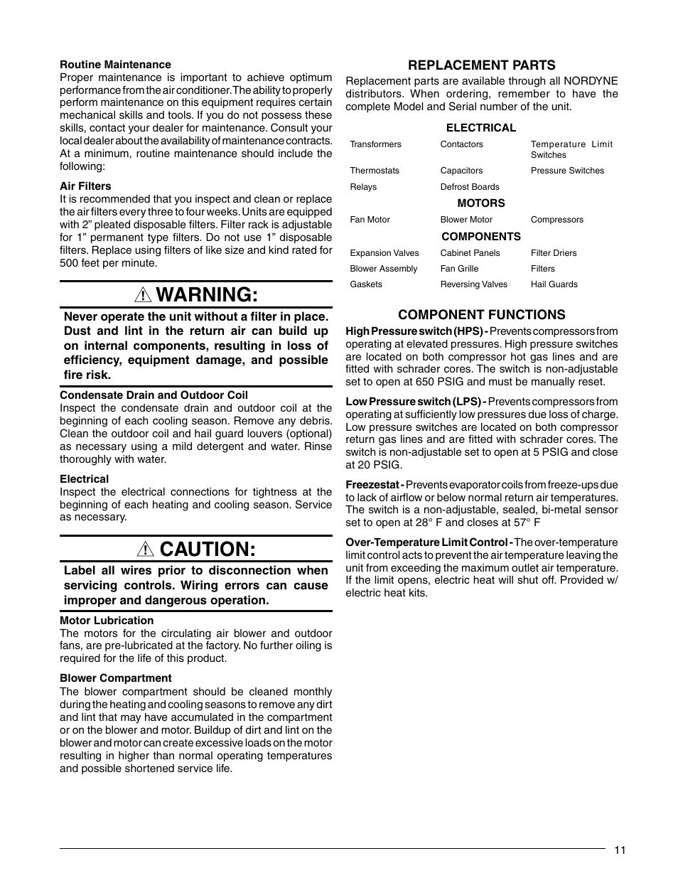 Warning, Caution | Reznor P6SP Unit Installation Manual User Manual | Page 11 / 32