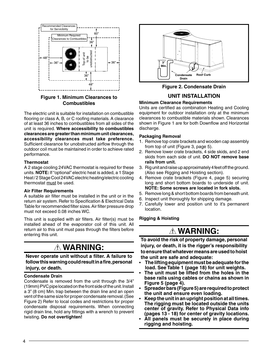 Warning | Reznor P6SP Unit Installation Manual User Manual | Page 4 / 32