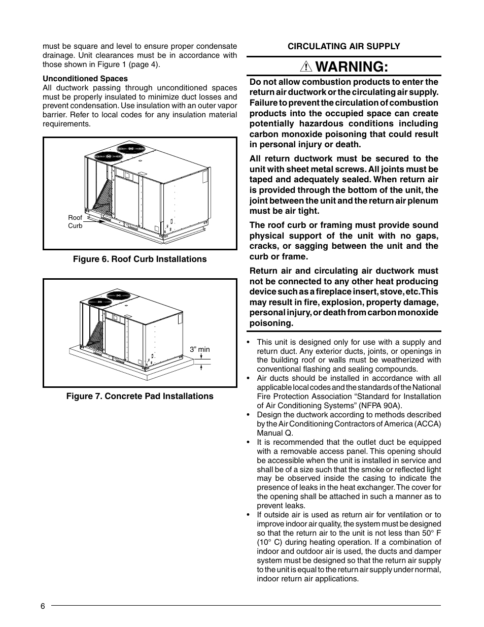 Warning | Reznor P6SP Unit Installation Manual User Manual | Page 6 / 32