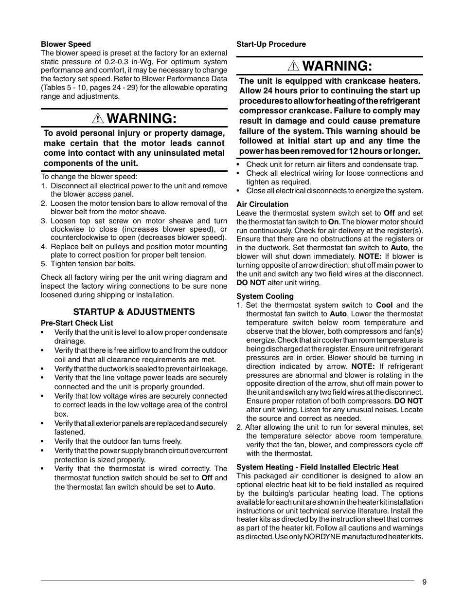 Warning | Reznor P6SP Unit Installation Manual User Manual | Page 9 / 32