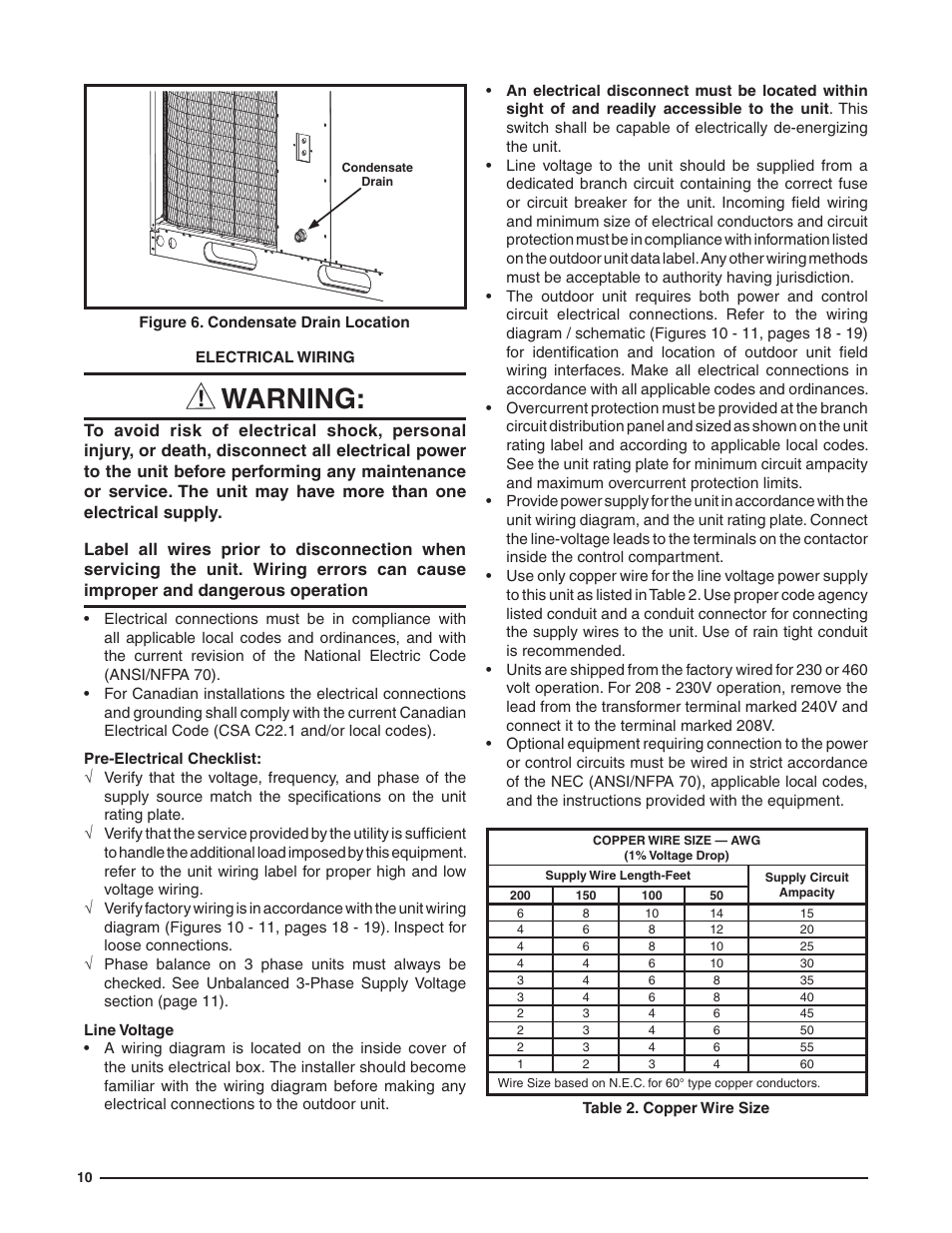 Warning | Reznor Q6SD (3ph) Unit Installation Manual User Manual | Page 10 / 24