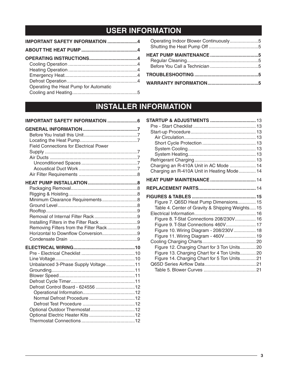 User information installer information | Reznor Q6SD (3ph) Unit Installation Manual User Manual | Page 3 / 24