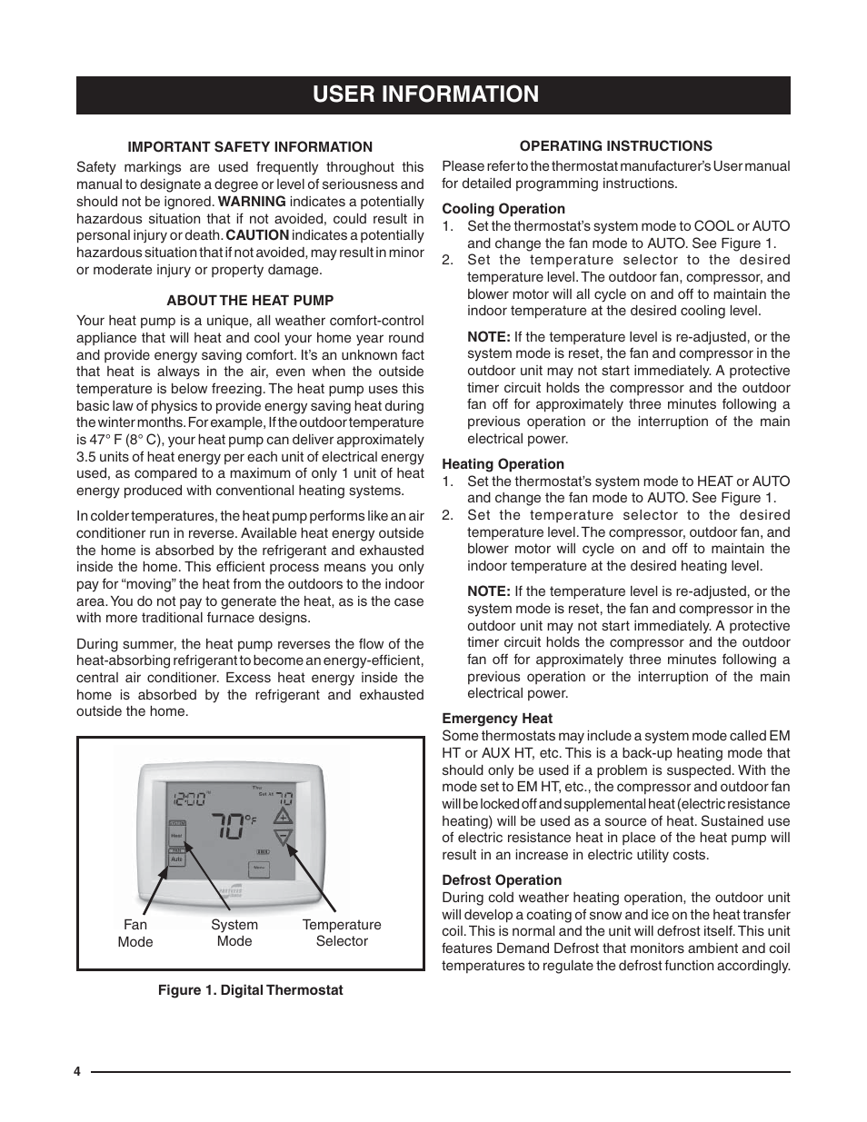 User information | Reznor Q6SD (3ph) Unit Installation Manual User Manual | Page 4 / 24