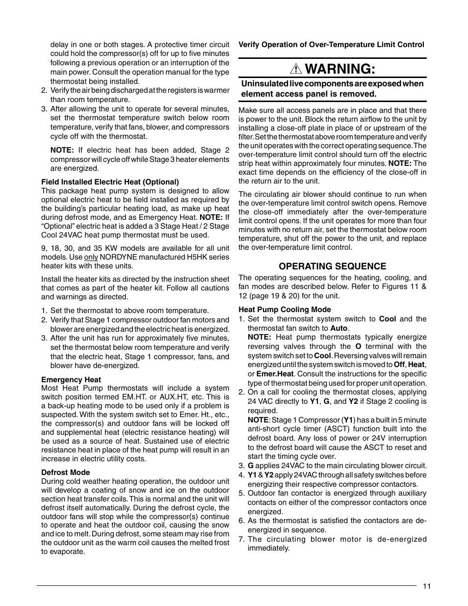 Warning | Reznor Q6SP Unit Installation Manual User Manual | Page 11 / 32