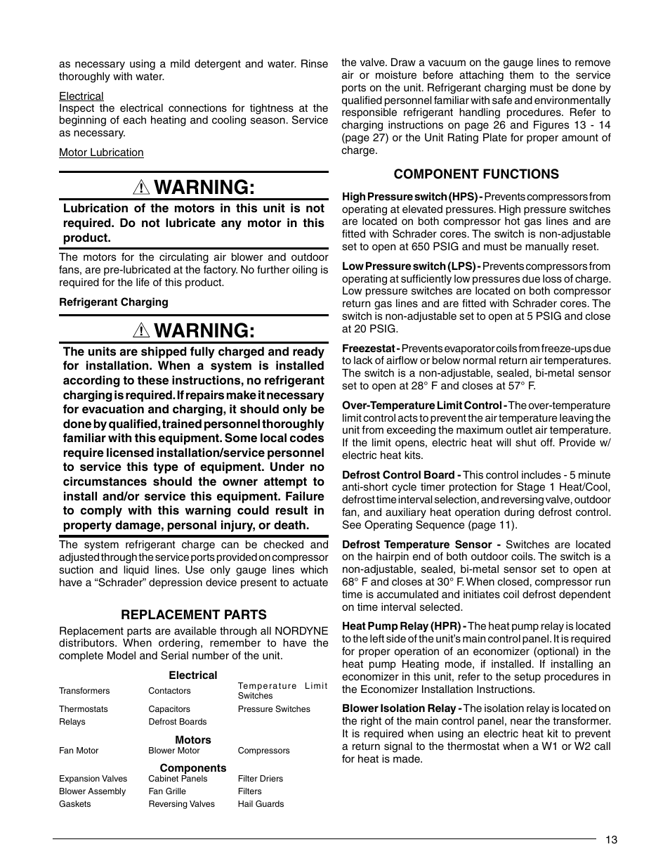 Warning | Reznor Q6SP Unit Installation Manual User Manual | Page 13 / 32