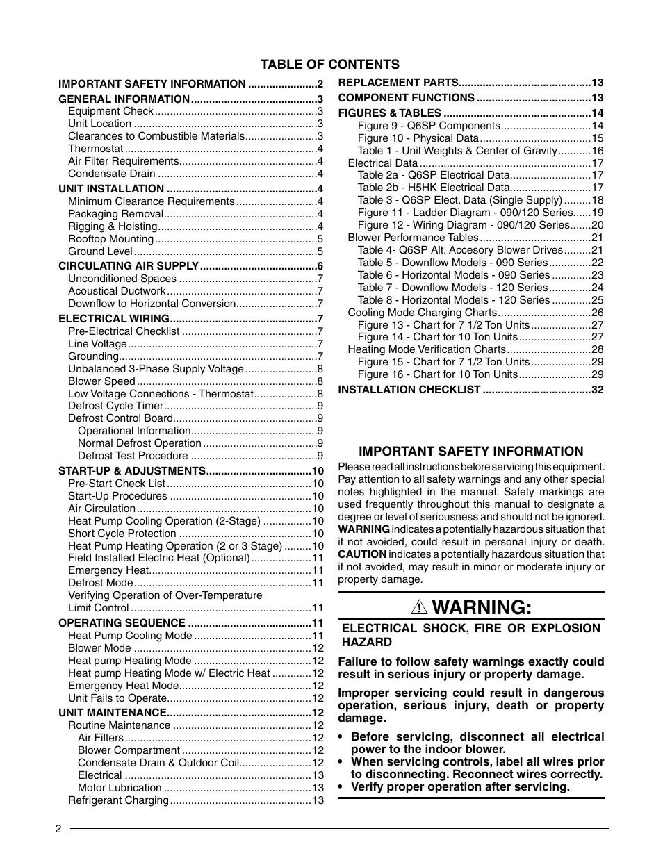 Warning | Reznor Q6SP Unit Installation Manual User Manual | Page 2 / 32