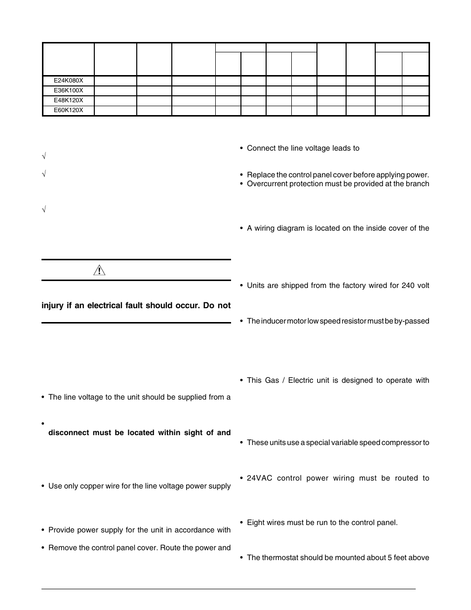 Pre-electrical checklist, Grounding, Line voltage | Thermostat / low voltage connections, Warning | Reznor R6GI Unit Installation Manual User Manual | Page 11 / 40