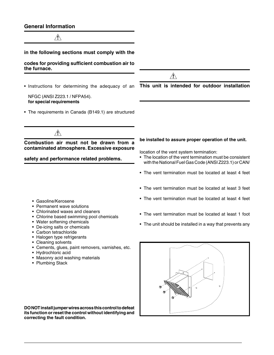 General information, Vent termination, General information vent termination | Warning | Reznor R6GI Unit Installation Manual User Manual | Page 7 / 40