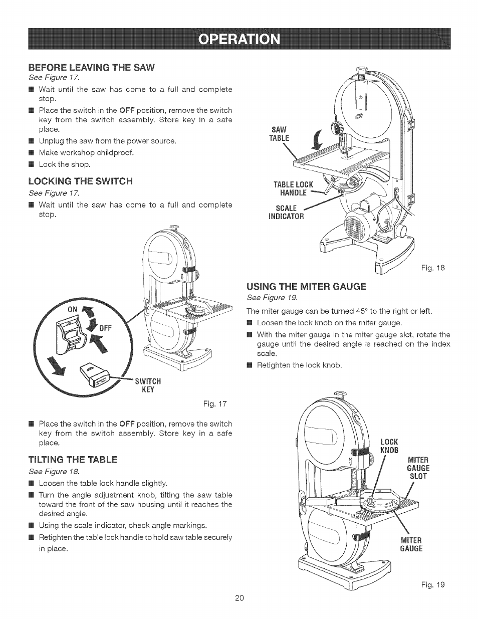 Operatio | Craftsman 315.214770 User Manual | Page 20 / 32