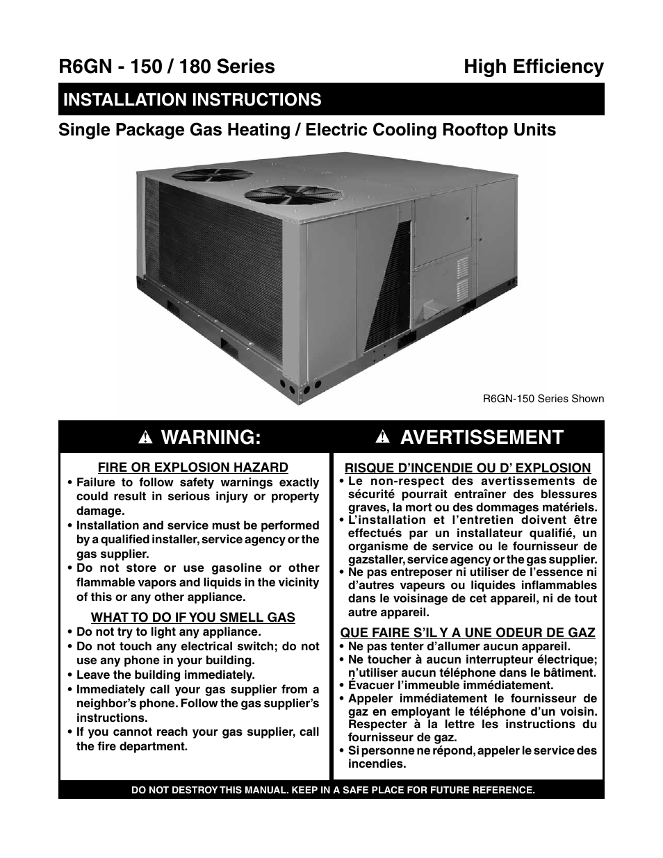 Reznor R6GN Unit Installation Manual User Manual | 36 pages