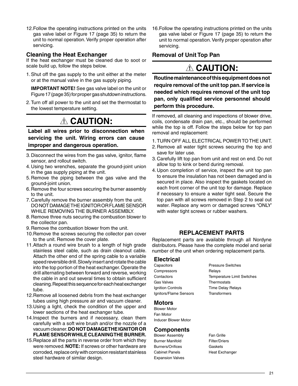 Caution | Reznor R6GN Unit Installation Manual User Manual | Page 21 / 36