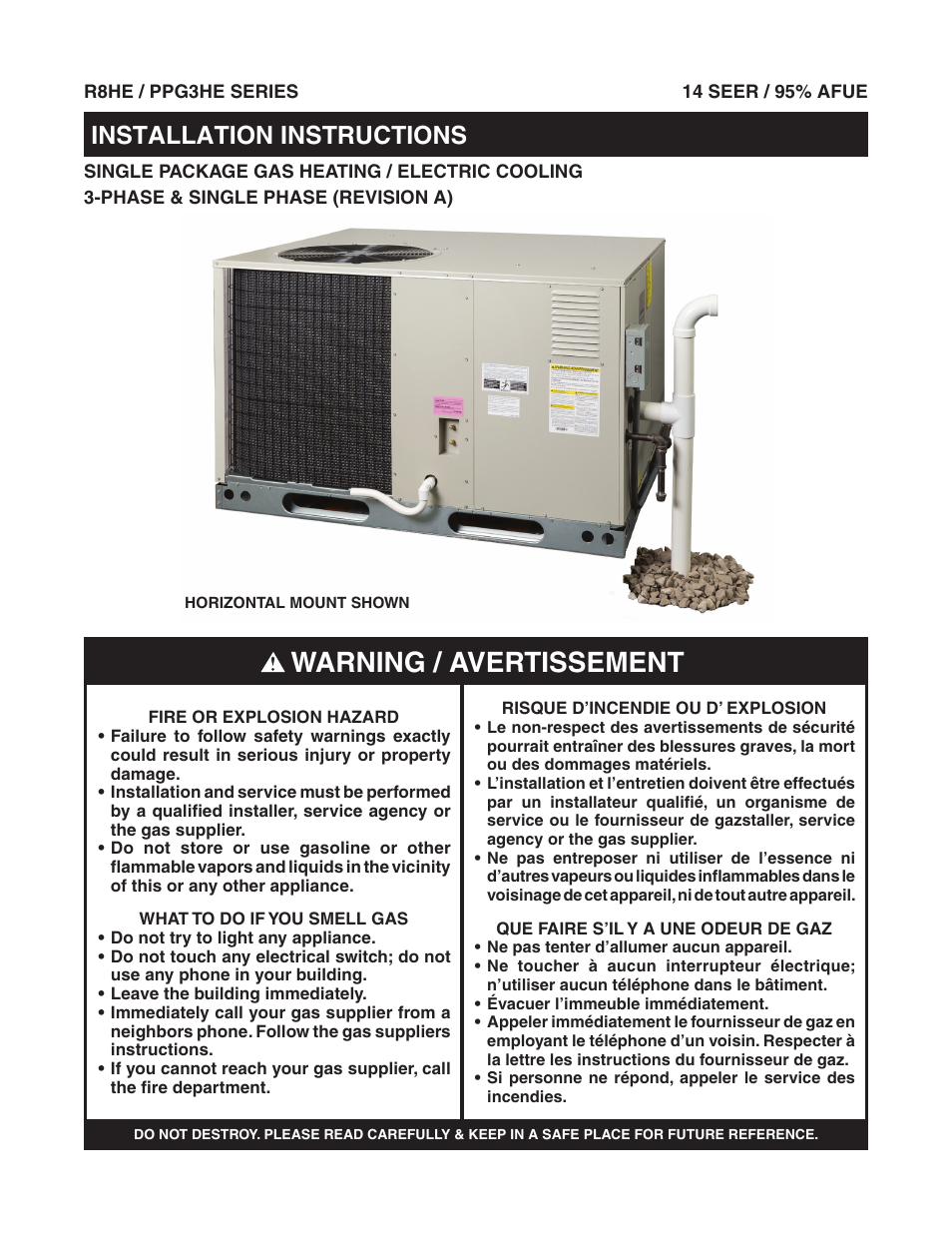 Reznor R8HE Unit Installation Manual User Manual | 52 pages