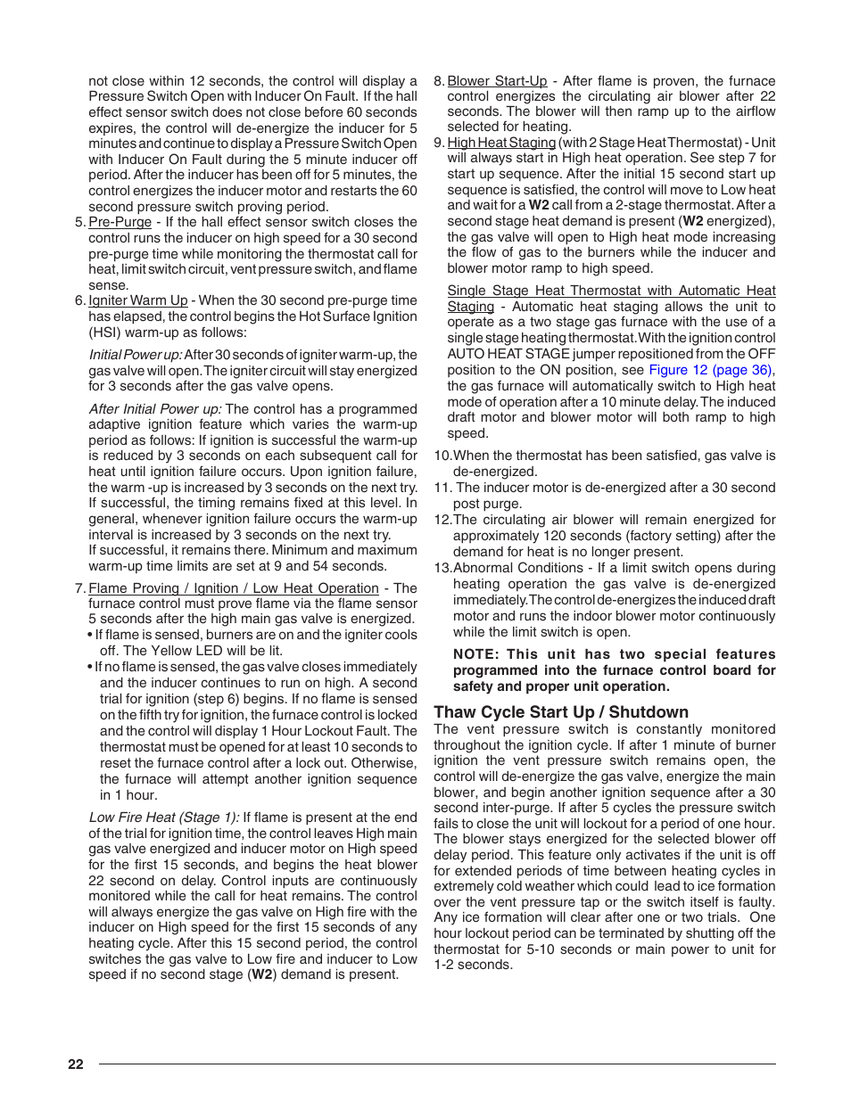 Thaw cycle start up / shutdown | Reznor R8HE Unit Installation Manual User Manual | Page 22 / 52