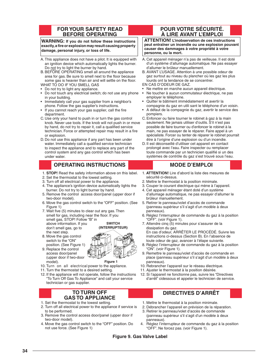 Figure 9. gas valve label | Reznor R8HE Unit Installation Manual User Manual | Page 34 / 52